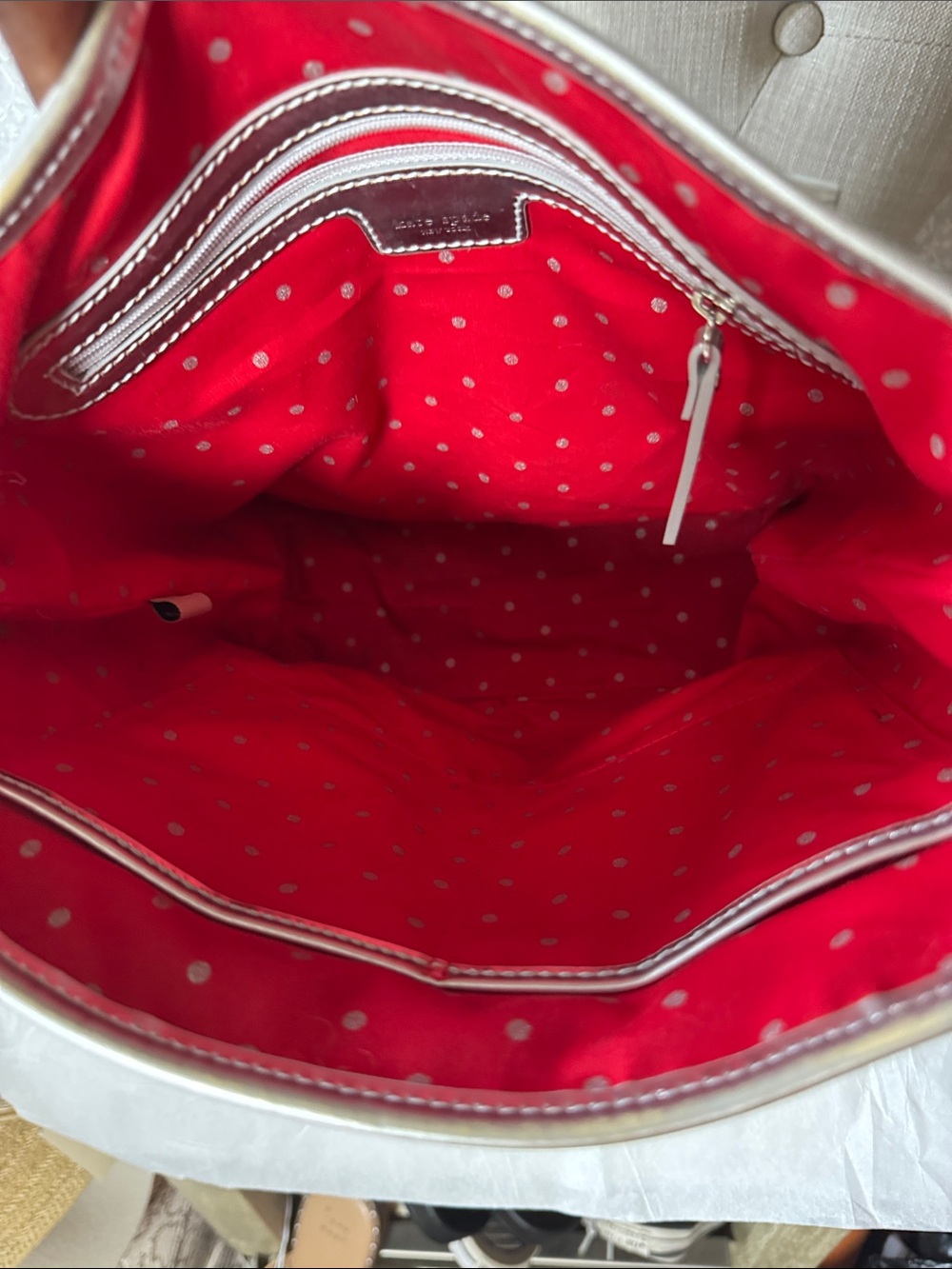 kate spade Black )Patent Tote with Silver Handles - Picture 5 of 6